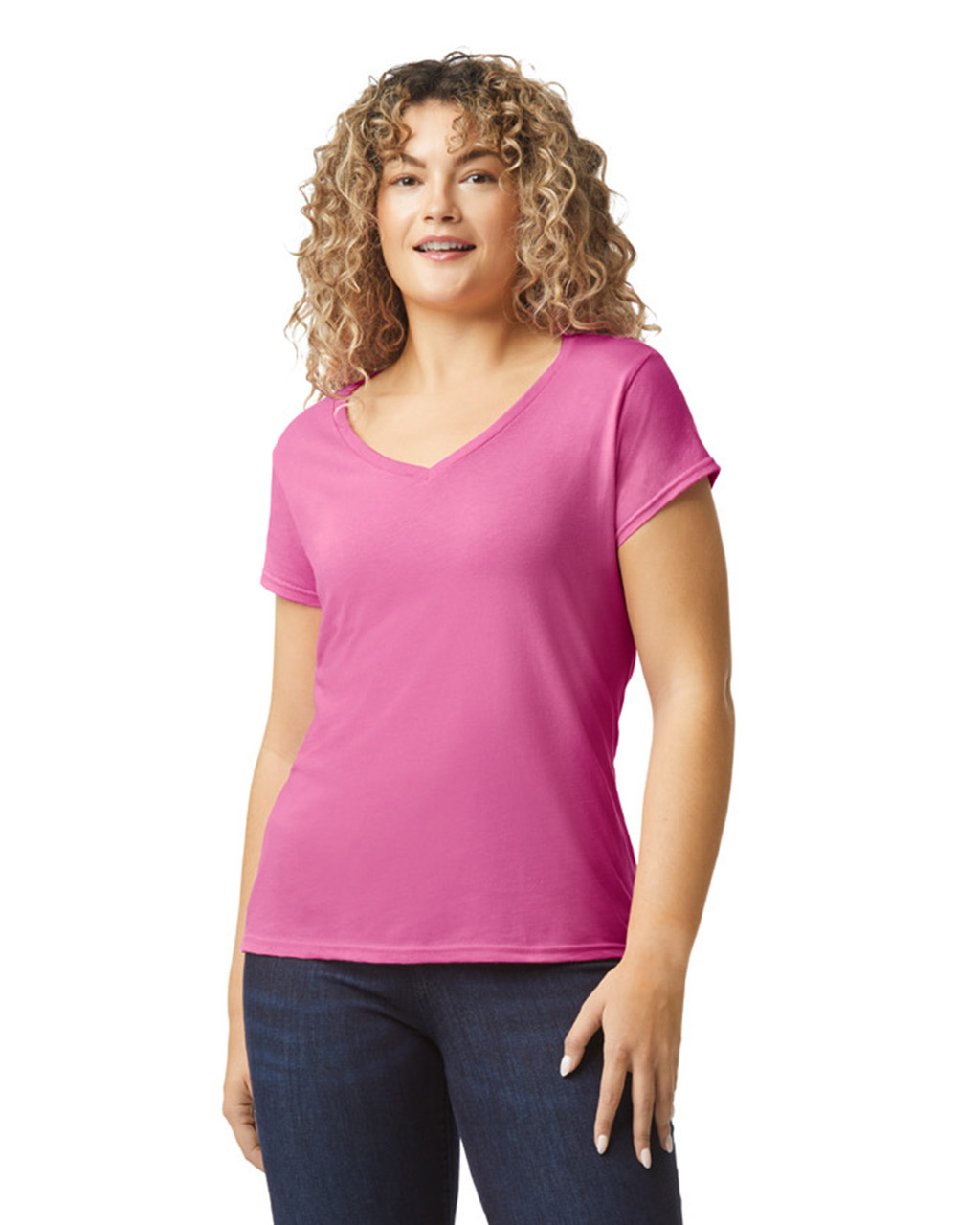 Gildan Damen T-Shirt mit V-Ausschnitt Individuell Bedrucken