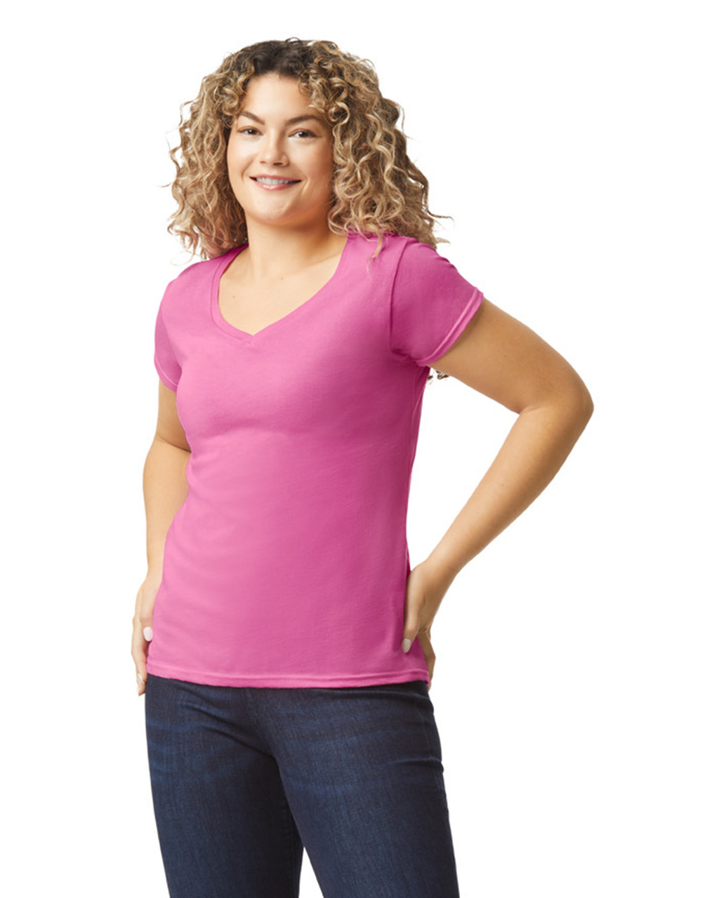 Gildan Damen T-Shirt mit V-Ausschnitt Individuell Bedrucken