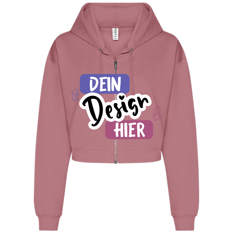AWDis Damen Hoodie bauchfrei mit RV Bedrucken Lassen - tshirtbedrucken.de