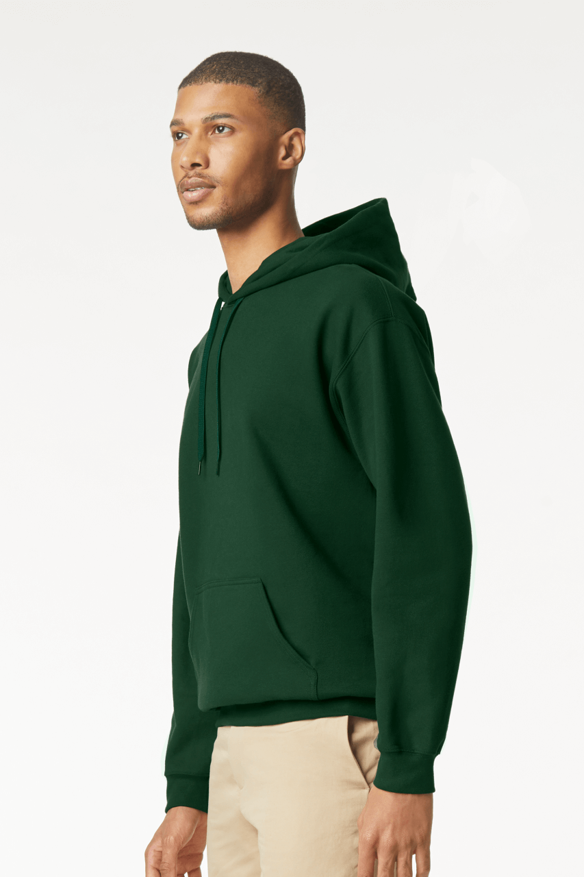 Bedruckter Hoodie mit Vordertasche Marke Gildan